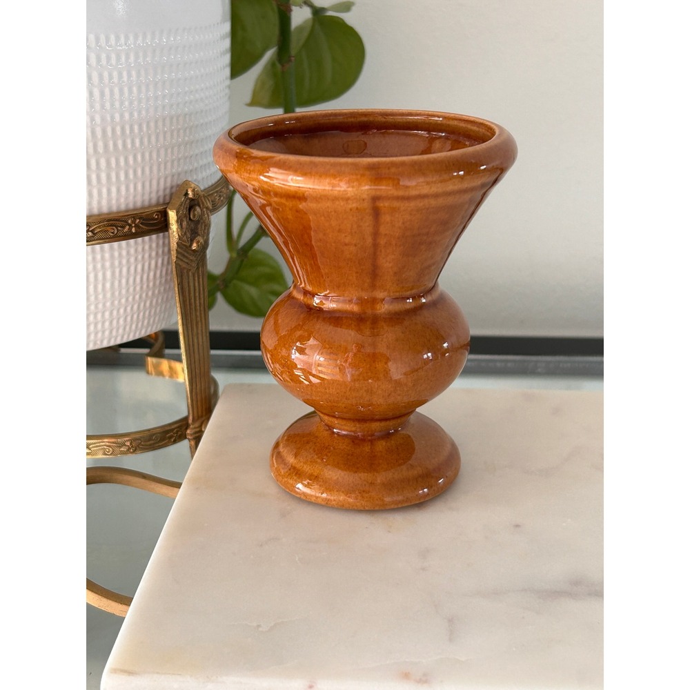 Vintage Haeger USA Pottery Vase 238 Marigold Agate Wrap Glaze Mid Century Modern